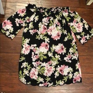 Mini Floral off the shoulder dress!